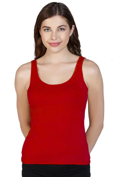 Buy VANILLAFUDGE Red Cotton Fabric Women Camisoles for Girls camisole ...