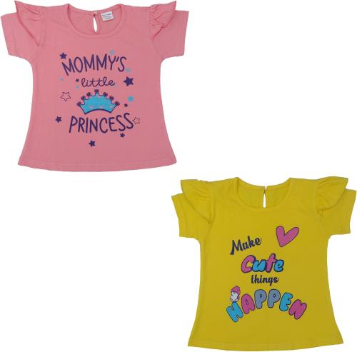 Kiddyboo Girls Casual Pure Cotton A-line Top (Multicolor, Pack of 2)