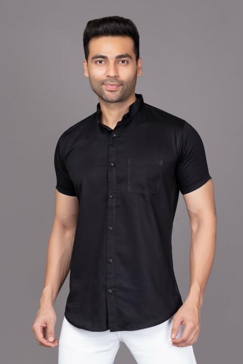 Blue Fer Fashion Men Black Solid Cotton Blend Casual Shirt (Xxl)