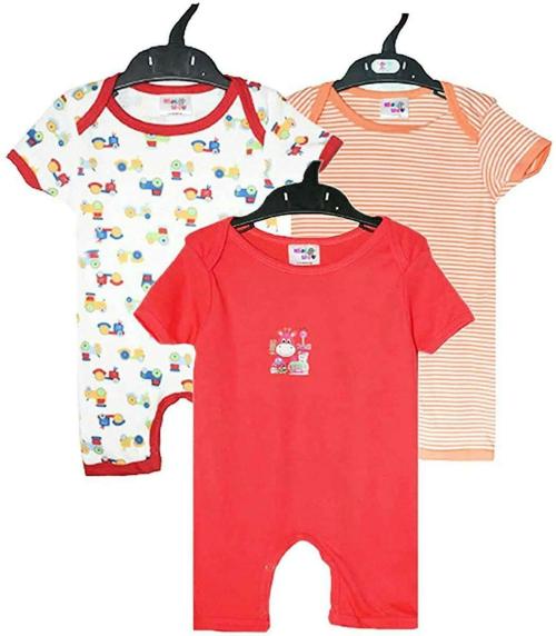 Buy Tiniberry Baby Boys and Girls Red Printed Hosiery (pack of 3) Rompers, 6 9 Months Online