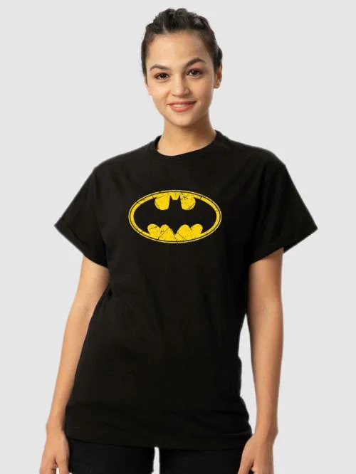 Bewakoof Women Batman Printed Black Round Neck Short Sleeve T-shirt