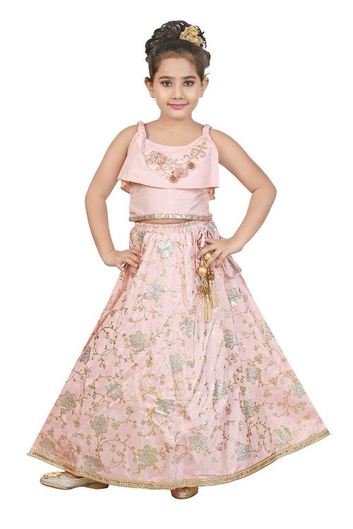 Burbn Girls Party Wear Lehnga Choli Set Pink