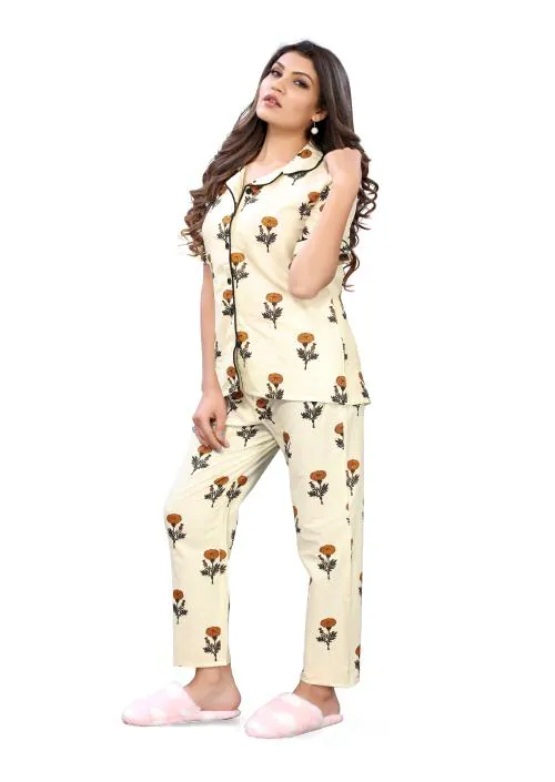 14 Fab Women Shirt & Pyjama set Cotton Peach Color for women
