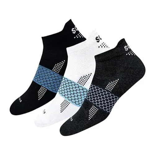 SOXCO Activewear Sports Tab Hex-Comb Zoned Cushion Ankle Socks Men and Women, Pack of 3, (Free Size, Multi-colored)