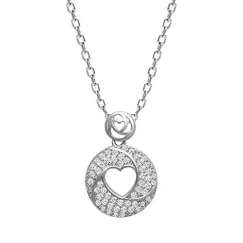 Giva Sterling Silver Swirl Heart Pendant With Link Chain For Women