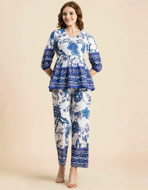 Buy Moomaya Printed Pcs Coord Set For Women, Cotton Top With