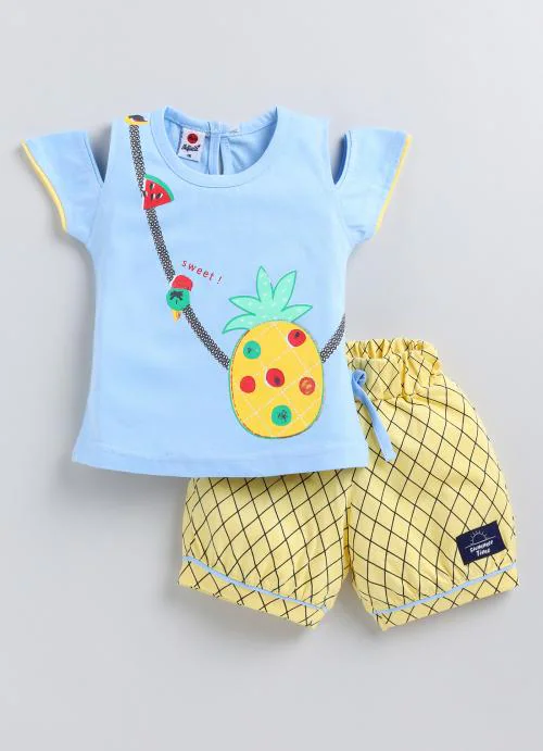 Twirl into Trendy Adventures with Mars Infiniti: Pure Cotton Magic for Kid Girls - Top, Crop, and Skirt Set - Unleash Playful Style and Endless Smiles!