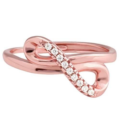 Giva Sterling Silver Adjustable Rose Gold Twist And Turns Zircon Ring