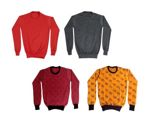 IndiWeaves Girls Soft Fleece Warm Solid and Printed Sweatshirts for Winters [Pack of 4]