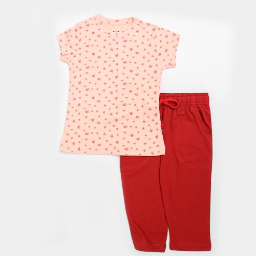 My Cubs - Girl Top and Capri Set - Pink Hearts - 6-7 Years