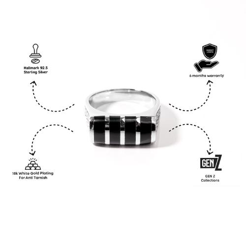 Versavia Stylish 1.925 Sterling Zebra Silver Ring | Anti Tarnish 2.18k White Gold Plating Ring | Perfetc Gift For Man _22