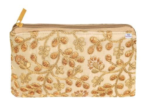 Kuber Industries Cream Cotton Hand Purse Wallet For Party