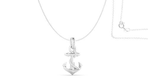 Akshat Sapphire Pure Silver Ship Anchor Pendant With Chain Suitable For Men and Women