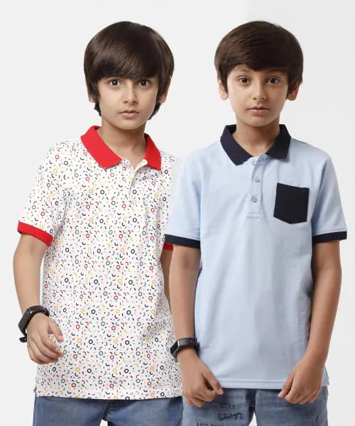 Pipin Boys Multicolor Printed Pure Cotton Pack Of 2 T Shirt (11-12 Years)