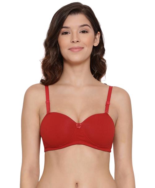 LYRA Poppy Red Solid Pure Cotton Padded Bra