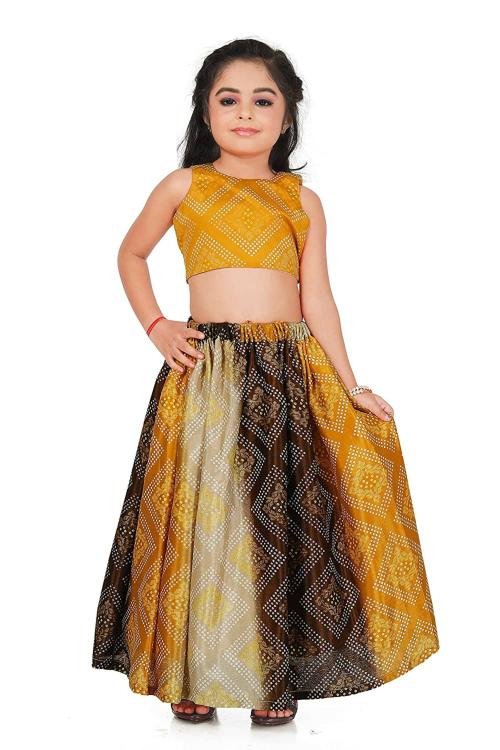 Noyyal Girls Georgette Bandhani Lehenga Choli, 1-2 Years