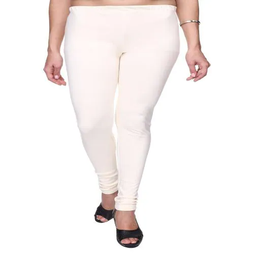 TRASA Women's Cotton Slim Fit Churidar Leggings - Off-White - 4XL
