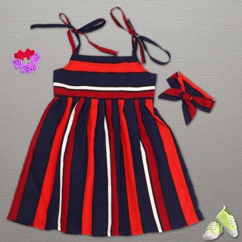 KACHHOT Baby Girls Multicolor Self Design Crepe Midi Knee Length Casual Dress (3-4 Years)