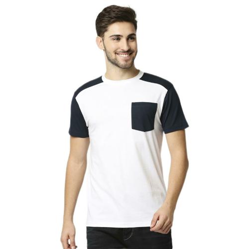 Bewakoof Men's White Colour-block Round Neck Short Sleeve T-shirt