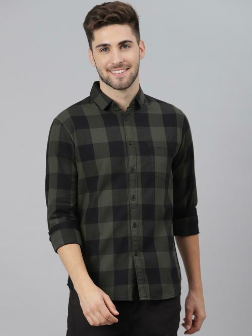 Buy Dennis Lingo Men's Slim Fit Pure Cotton Checkered Full Sleeves