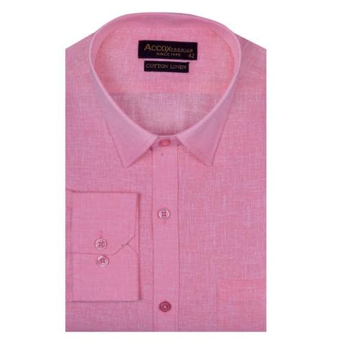 ACCOX Men's Full Sleeves Regular Fit Cotton Linen Self Design Formal Shirt with Front Pocket & Spread Collar