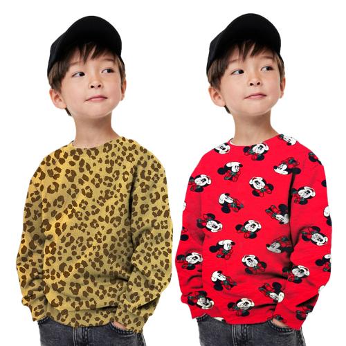 Beavenue Premium Quality Sweatshirt for Boys & Girls ( Colour: Yellow Cheetah & Red Micky, Size: 2-3 Years)