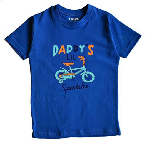 Etched Design Boys Blue Graphic Designed Cotton Daddys Lil-Speedster Printed T-Shirt (4 Years-5 Years)