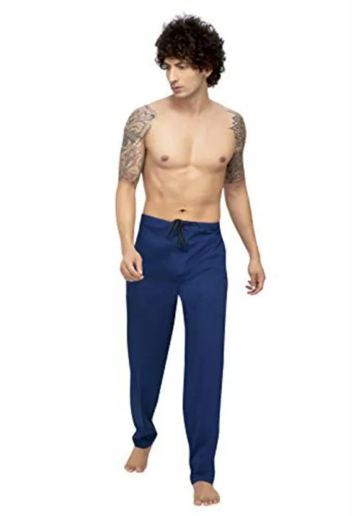 TATWAM Men Cotton Pyjama with Draw String Without Elastic Royal Blue XXL
