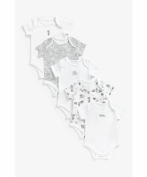Mothercare Unisex Short Sleeves Bodysuit Polar Bear Printed-Pack of 5-White