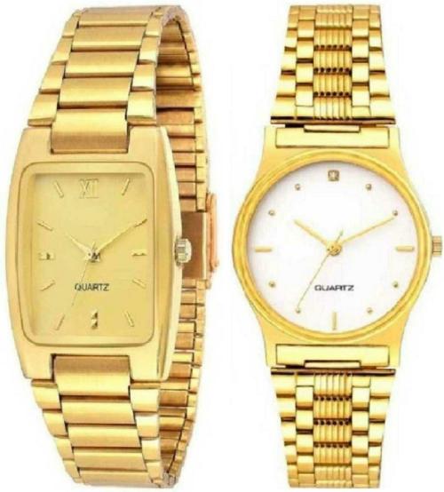 EDENSCOPE Analog Multicolor Dial Gold Strap Watch For Men And Boys (RY/426) Pack Of 2