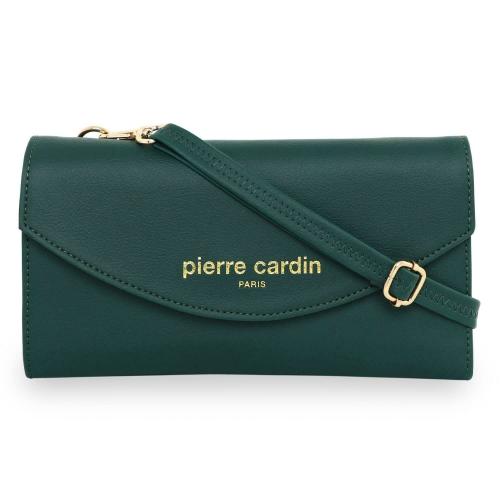 Pierre Cardin Green Polyurethane Women Two Fold Sling Wallet