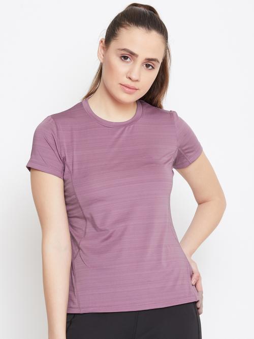 PERFKT-U Women Purple Self Design Round Neck Training T-shirt(XXL)