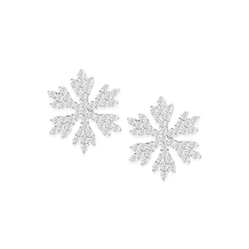 Giva Sterling Silver Zircon Snowflake Earrings For Women