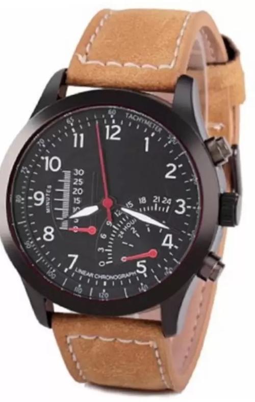 Aidis Dial Black _Strap Musturd Color_ Analog Watch - For Men