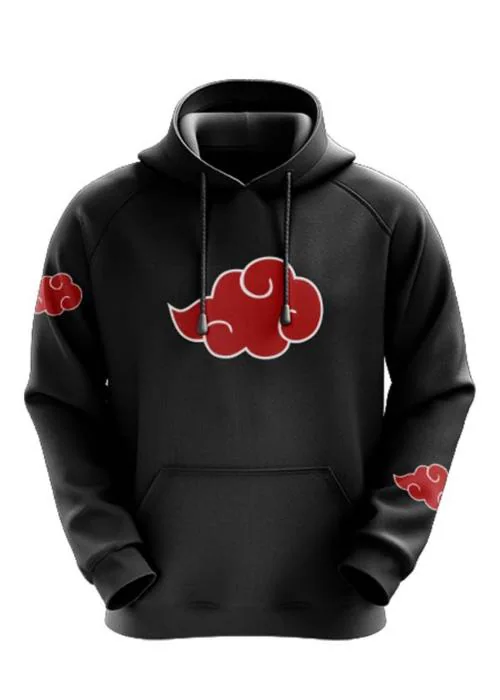 Medium - Black Akatsuki Cloud Naruto Hoodie For Men Anime Hoodie