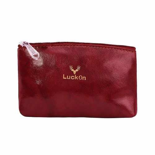 LuckOn Maroon Leather Hand Coin Purse
