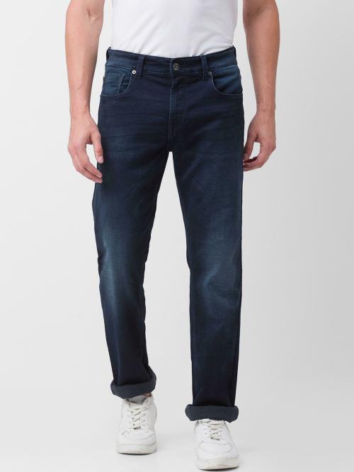 Spykar Dark Indigo Cotton Comfort Fit Straight Length Jeans For Men (Ricardo)