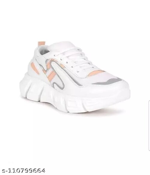 Ohhbabies Womens/Girls Perfect Light Weight and Comfortable Sneakers and Running Shoes with Attractive Design and Casual Lace Up Look Sneaker-102-Size-5UK-Colour-White