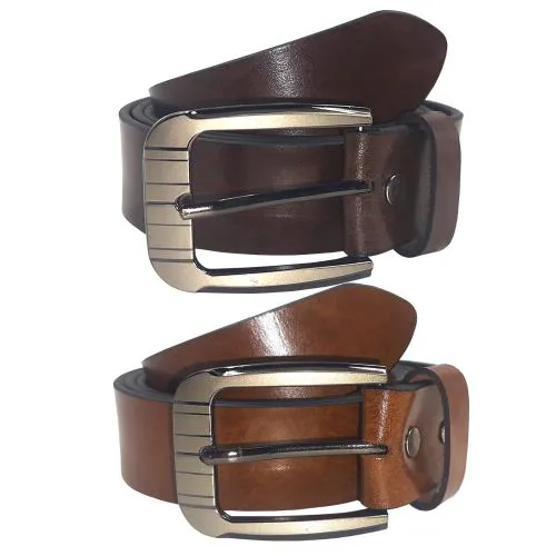 Exotique Brown & Tan Formal Genuine Leather Combo Belt For Men (EC0075MU)