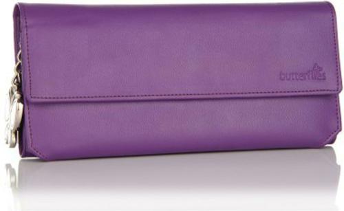 Butterflies Purple PU Button Clutch