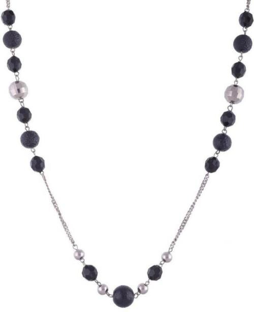 Buy Zivom Black Beads In Stainless Steel Long Chain Mala. Online at