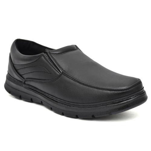 Foottreck Export Leather Strobel Stiched Slip on Formal Shoes for Men (Black)