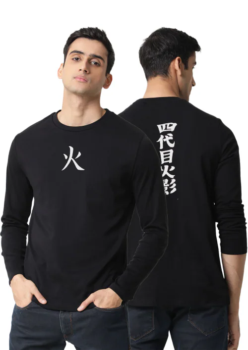 Black - XL Hokage Full Sleeves Naruto T shirt for Men Anime Tshirt TeesTheDay