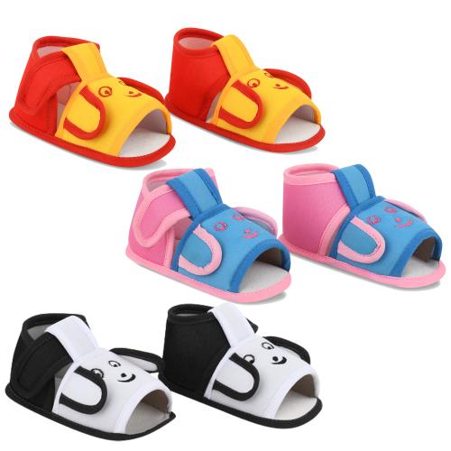 SMARTOTS Pack of 3 Stylish Baby Boy Sandal 0-9 Month | Skin Friendly Comfortable Baby Girl Sandals 0 Size | Baby Boy Shoes New Born | Baby Shoes 0 Size | Baby Shoes | Sandals for Baby Girl, Color-Yellow, Sky, White