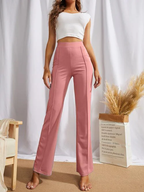 Women Regular Fit PEACH Viscose Rayon Trousers