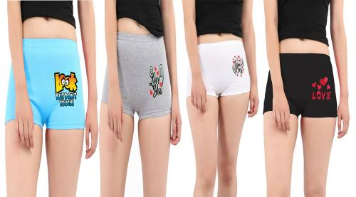 Jocker Women Multicolor Cotton Pack Of 4 Boy Shorts Panties (S)