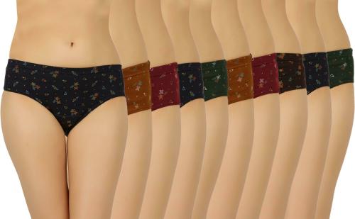 Vaishma Women Multicolor Solid Cotton Blend Pack of 10 Panties