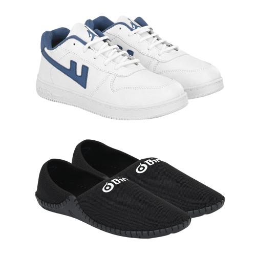 Buy Birde Men's Sport Shoes Combo of 2 (White, Black) Online at Best