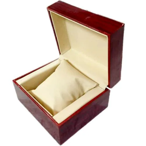 Nooks Grey, Red Faux Leather, Wood Rectangular Watch Box