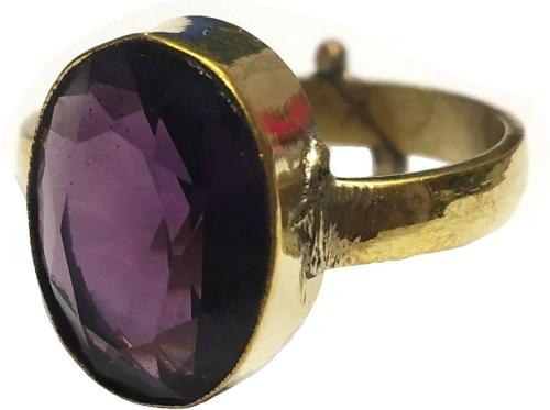 Chopra Gems & Jewellery Gold Plated Metal Amethyst Ring (Men) - Free Size